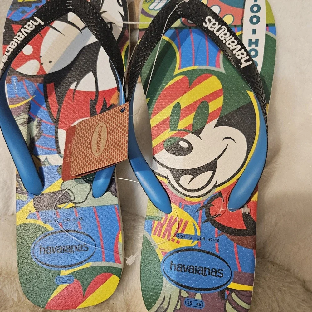 Havaianas Men's Disney Flip Flops Mickey Mouse‎ Pluto Size 13 EUR 45/46 NWT
